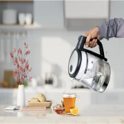 غلاية مياه كهربائية زجاج بلاك اند ديكر، 2200 وات، 1.7 لتر، جدار مزدوج، سيلفر، GK220 (بضمان أنسيا)