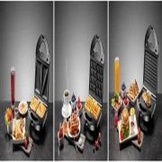 صانع سندوتشات والوافل بلاك أند ديكر،3 شرائح، 780 وات، أسود،TS2130