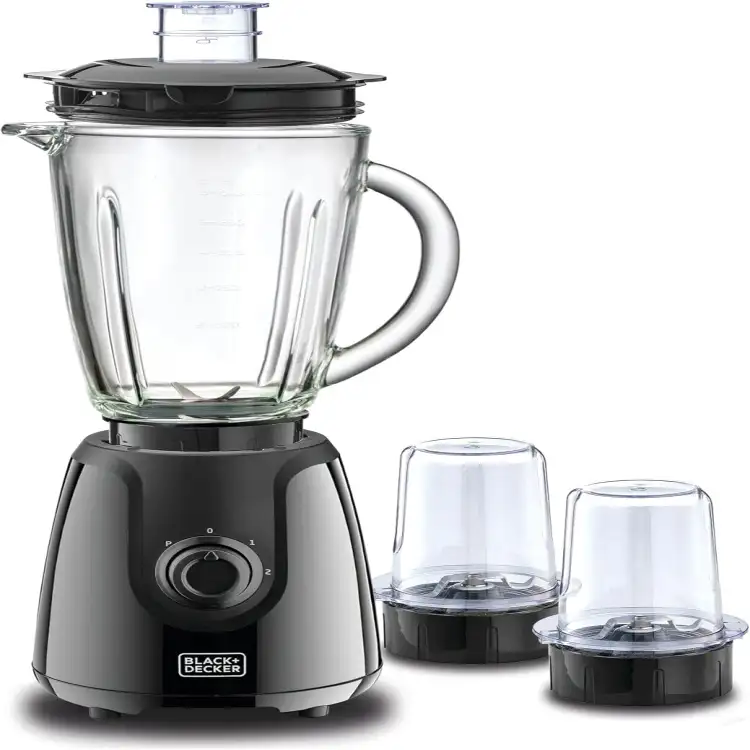 خلاط كهربائي بلاك اند ديكر ، 400 وات ، 1.5 لتر ، 2 مطحنه ، أسود ، ( بضمان انسيا ) , BX440G