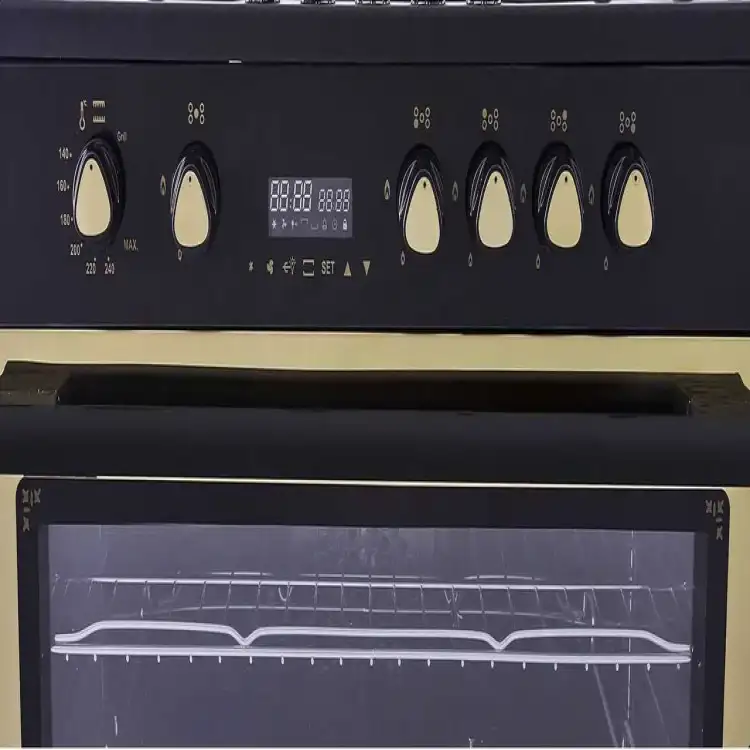 بوتاجاز بريميم من يونيون اير، 90 × 60 ، 5 شعلة، أمان كامل، جلاس كنترول، ذهبي × أسود – PRM6090EB-GC-511-IDSF-P- EU-C