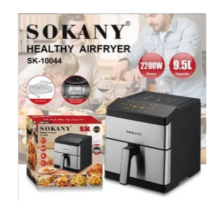 قلاية بدون زيت سوكاني HEALTHY ديجيتال، 9.5 لتر، 2200 وات، فضي واسود - SK-10044