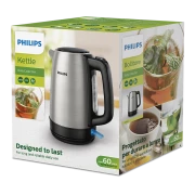كاتيل كهربائي فيليبس Daily Collection، سعة 1.7 لتر، 2200 واط، فضي - HD9350/90