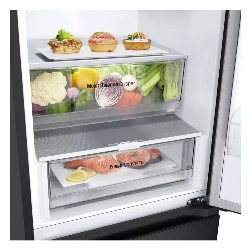 ثلاجه ال جي 341 لتر كومبي اسود انفرتر بولندي GW-B489FS6W