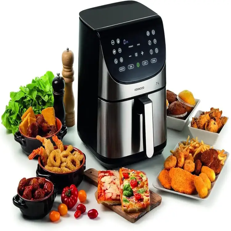 قلاية بدون زيت كينوود Healthy ديجيتال، 7 لتر، 1800 وات، فضي واسود - HFM80.000SS