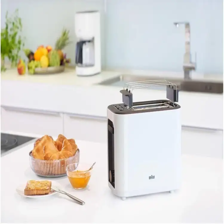 توستر براون، 2 شريحة، 1000 وات، ابيض - HT3010WH