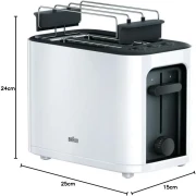 توستر براون، 2 شريحة، 1000 وات، ابيض - HT3010WH