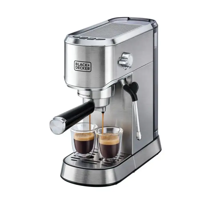 ماكينة تحضير الاسبرسو بلاك اند ديكر بمضخة، 1450 وات، 15 بار، فضي - ECM150-B5 ( ضمان دولي )