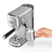 ماكينة تحضير الاسبرسو بلاك اند ديكر بمضخة، 1450 وات، 15 بار، فضي - ECM150-B5 ( ضمان دولي )