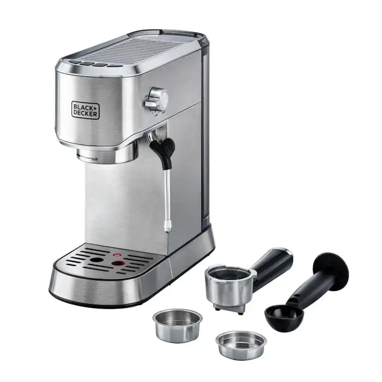 ماكينة تحضير الاسبرسو بلاك اند ديكر بمضخة، 1450 وات، 15 بار، فضي - ECM150-B5 ( ضمان دولي )