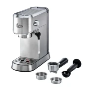ماكينة تحضير الاسبرسو بلاك اند ديكر بمضخة، 1450 وات، 15 بار، فضي - ECM150-B5 ( ضمان دولي )