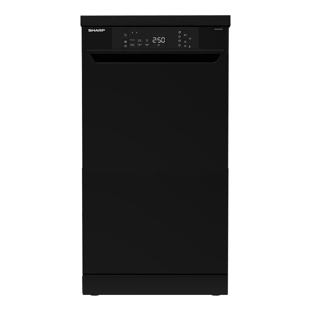 غسالة اطباق شارب ديجيتال، 10 فرد، 6 برنامج، 45 سم، اسود - QW-V610-BK