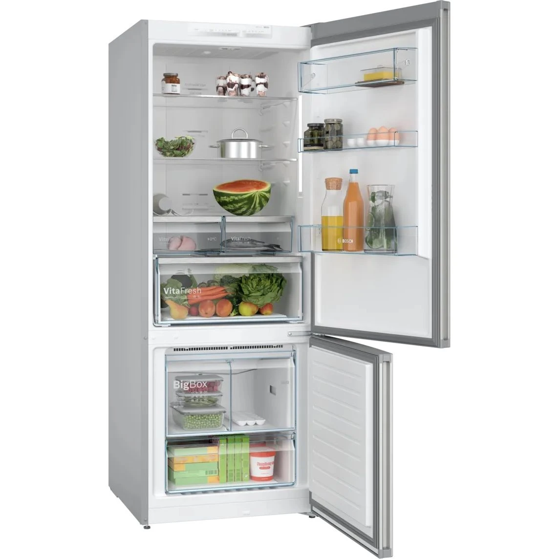 ثلاجة بوش كومبي، نو فروست، 483 لتر، 2 باب، ستانلس ستيل - KGN55VI2E9